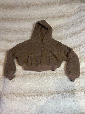 Skims Teddy Zip Up Hoodie in Desert XS